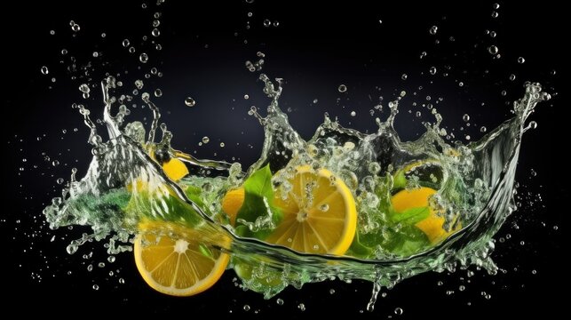 Lemon juice splash isolated on white UHD wallpaper Stock Photographic Image