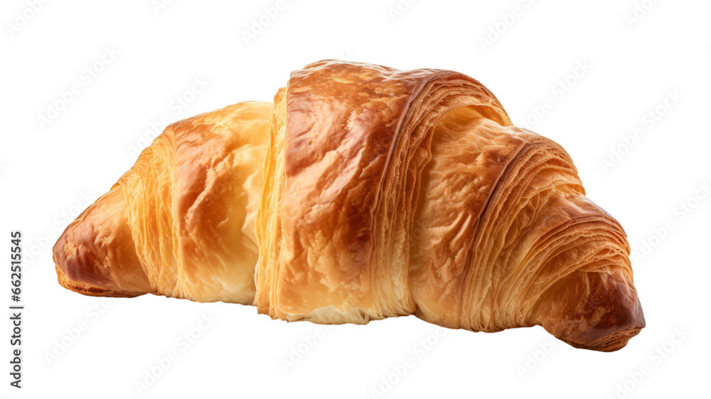 Wall mural A delicious croissant on a transparent white background