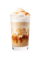 A cup of milk tea in a glass on a transparent white background