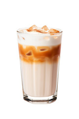 A cup of milk tea in a glass on a transparent white background