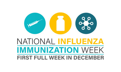 National Influenza Vaccination week from December 1st to 7th.. Flat design. flyer design. Background, banner, card, poster, template. Vector illustration