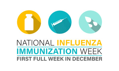 National Influenza Vaccination week from December 1st to 7th.. Flat design. flyer design. Background, banner, card, poster, template. Vector illustration