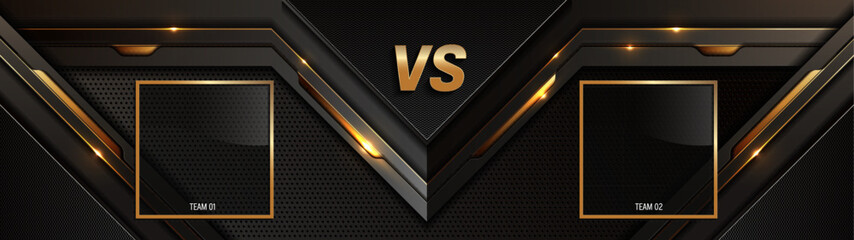 Versus VS, Luxury Business Challenge, Technology Background, Elegant Digital Design Black and Gold, Creative Solution for Presentations Web, Apps, Games and Print, Perfect for Banners