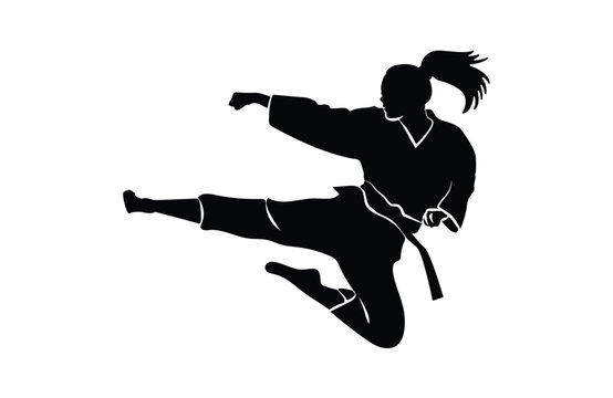 karate silhouette vector. Boxing and competition silhouettes vector image,