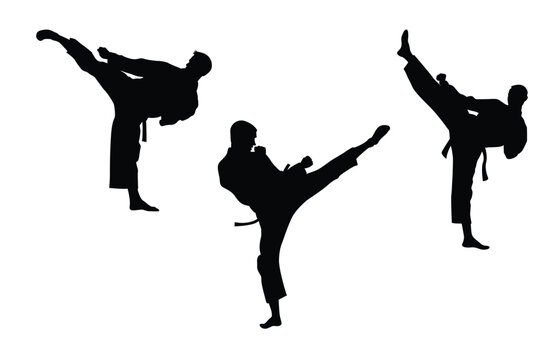 set of karate silhouette vector. Boxing and competition silhouettes vector image,