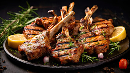 Delicious grilled lamb chops marinated in a flavorful blend of spices.