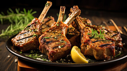 Delicious grilled lamb chops marinated in a flavorful blend of spices.