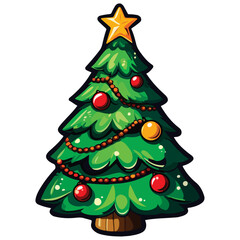 Decorated christmas tree with a star