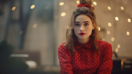 Portrait of a Woman in Red - Christmas Decoration