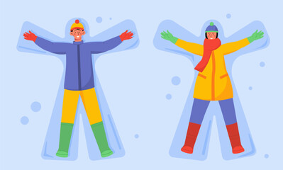 People lie in snow vector concept