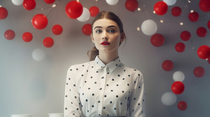 Beautiful Woman With Christmas Balloons