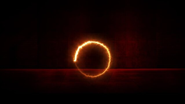 Ring of fire with shadow green screen background