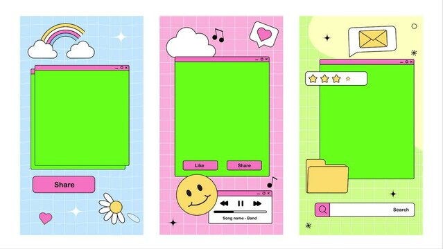 Retro social media mockup with chroma Key