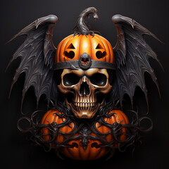 halloween pumpkin and skull