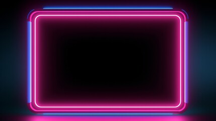 Pink and blue neon frame neon frame on a dark background