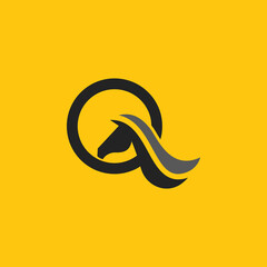 The vector is a pictogram between the horse image and the letter Q.