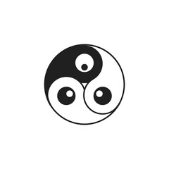 The logo is an ambigram of three eyes.