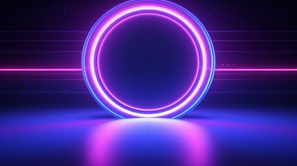 Realistic circle neon lights background