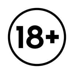 warning for children under 18 years of age, 18 plus circle icon