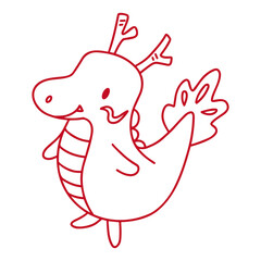 辰のイラスト、辰年、シンプルなラインアート、ベクター