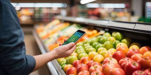 Man using mobile phone payment with cashless concept. generative ai