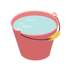 full vector illustration with water red bucket icon