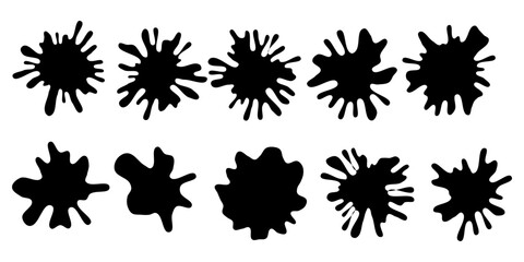 Set of black ink splashes vector