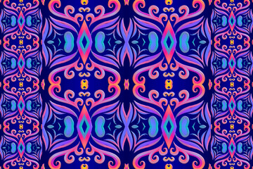 3D Seamless colourful batik ethnic dayak traditional Java indonesia pattern for background textile garment 