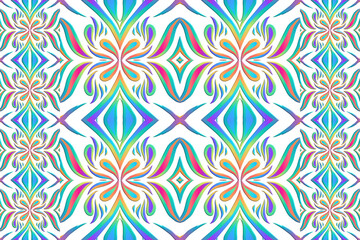 3D Seamless colourful batik ethnic dayak traditional Java indonesia pattern for background textile garment 