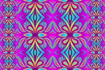 3D Seamless colourful batik ethnic dayak traditional Java indonesia pattern for background textile garment 