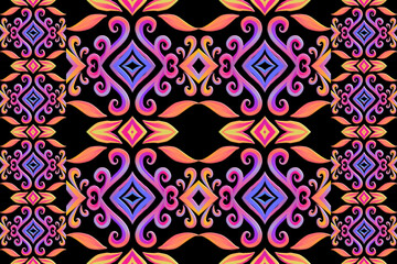 3D Seamless colourful batik ethnic dayak traditional Java indonesia pattern for background textile garment 