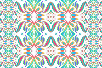 3D Seamless colourful batik ethnic dayak traditional Java indonesia pattern for background textile garment 