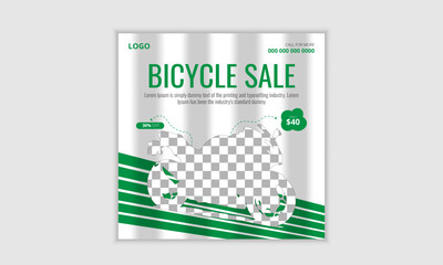 Bicycle and Motorcycle sale social media square post, Instagram post design vector template and Bike Discount Banner Design 