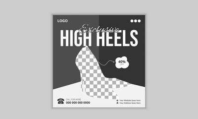 Fashion Shoes Social Media promotional post and web Banner Template, Editable promotion banner, instagram and facebook post, special sale offers social media post design for your digital marketing
