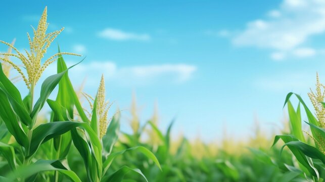 space for text on realistic corn field background, background image, AI generated