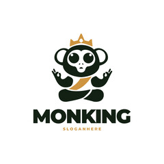 Monkey fun modern logo vector