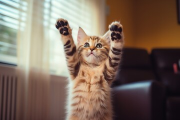 cute cat playing at home