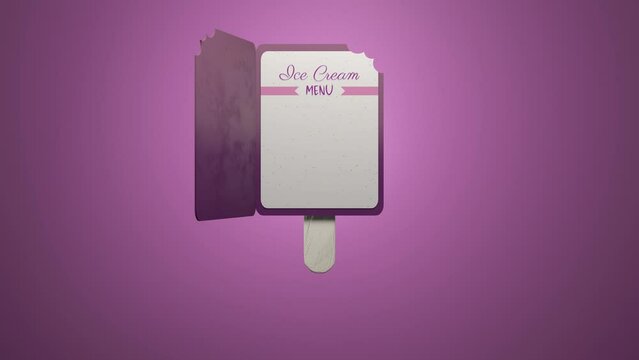 3d template ice cream menu with simple rotation and scale animation in colored and green screen background