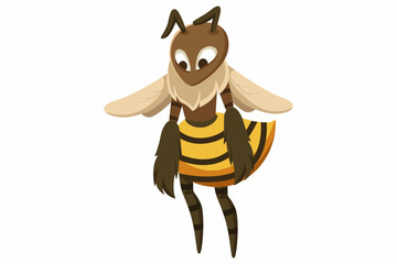 Cute Bee Character Design Illustration