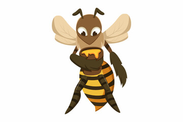 Cute Bee Character Design Illustration