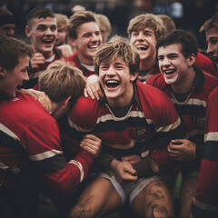 Players playing rugby in full passion 