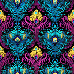 Peacock feather seamless pattern