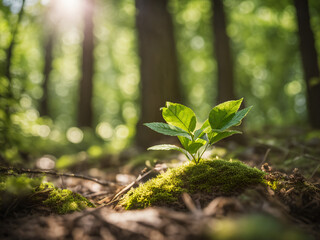 Small Trees Flourish Amidst a Haven of Good Atmosphere and Warm Sunlight