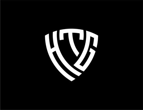 HTG creative letter shield logo design vector icon illustration