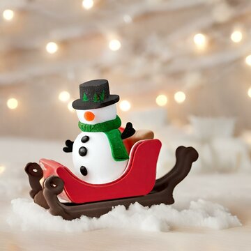 Snowman in sleigh