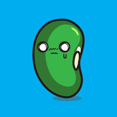 green beans cartoon with cute face , emoji