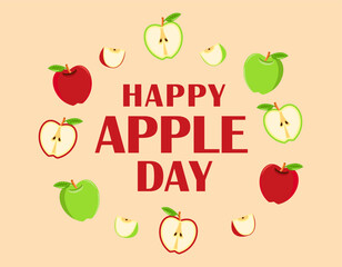 Happy Apple Day vector. Vector apple icon with the inscription Happy Apple Day. Celebrating Apple Day October 21.