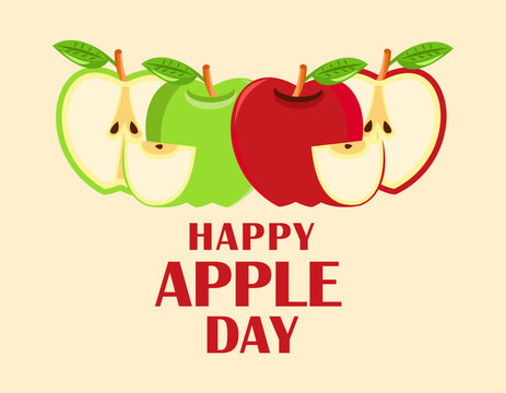 Happy Apple Day vector. Vector apple icon with the inscription Happy Apple Day. Celebrating Apple Day October 21.