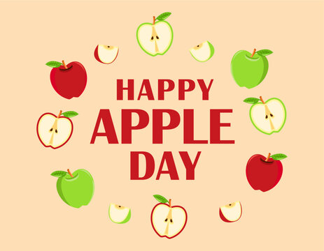 Happy Apple Day vector. Vector apple icon with the inscription Happy Apple Day. Celebrating Apple Day October 21.