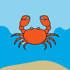 CRAB VECTOR DESIGN. ILLUSTRATION OF ANIMALS IN THE SEA. MARINE LIFE.